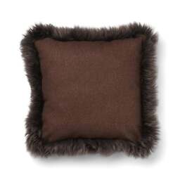 Rackhams Wool Cushion - Long Wool Trim  - 52x52 cm - Beige/Taupe - 34x52 cm - thumbnail 6