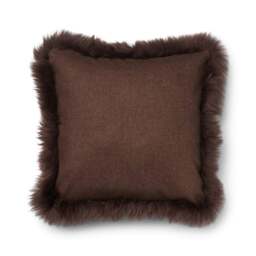 Rackhams Wool Cushion - Long Wool Trim  - 52x52 cm - Beige/Taupe - 34x52 cm - thumbnail 4