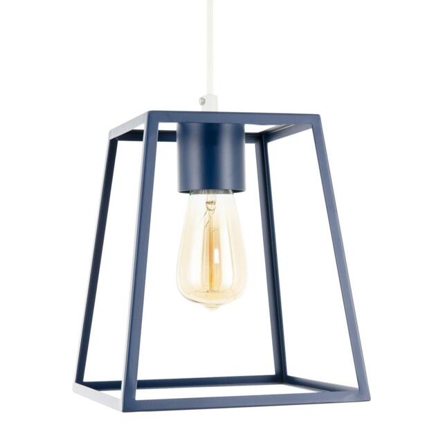 Rackhams Industrial Lantern Lamp Shade in Navy Blue with Square Top and Bottom - image 1