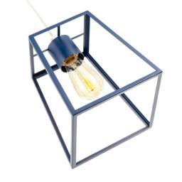 Rackhams Industrial Lantern Lamp Shade in Navy Blue with Square Top and Bottom - thumbnail 4