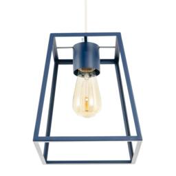 Rackhams Industrial Lantern Lamp Shade in Navy Blue with Square Top and Bottom - thumbnail 5