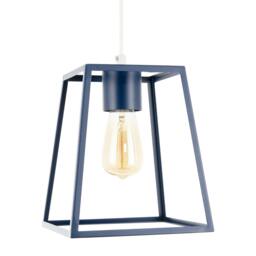 Rackhams Industrial Lantern Lamp Shade in Navy Blue with Square Top and Bottom - thumbnail 1