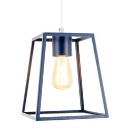 Rackhams Industrial Lantern Lamp Shade in Navy Blue with Square Top and Bottom - thumbnail 2