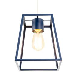 Rackhams Industrial Lantern Lamp Shade in Navy Blue with Square Top and Bottom - thumbnail 6
