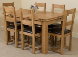 Rackhams Richmond Medium Oak Extendable Dining Table with Lincoln Oak Chairs - Natural Oak - 6 chairs - thumbnail 1