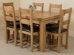 Rackhams Richmond Medium Oak Extendable Dining Table with Lincoln Oak Chairs - Natural Oak - 6 chairs - thumbnail 3