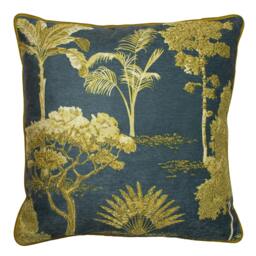 Rackhams Arboretum Cushion Cover - Blue/Gold - 50cm x 50cm - Blue/Gold - 100% Polyester