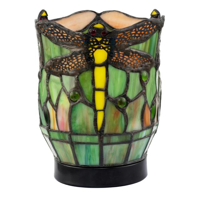 Rackhams Classic Dragonfly Tiffany Uplighter Lamp in Green and Toned Amber - image 1
