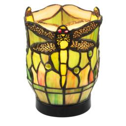 Rackhams Classic Dragonfly Tiffany Uplighter Lamp in Green and Toned Amber - thumbnail 3