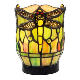 Rackhams Classic Dragonfly Tiffany Uplighter Lamp in Green and Toned Amber - thumbnail 2