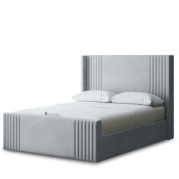 Rackhams Elara Divan Bed with Winged Panel Headboard - Silver - Double / 4ft6 - thumbnail 2