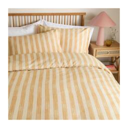 Rackhams Dualtone Reversible Striped Duvet Cover Set - Yellow/Butter - King - Yellow/Butter - 52% Polyester/48% Cotton - thumbnail 3