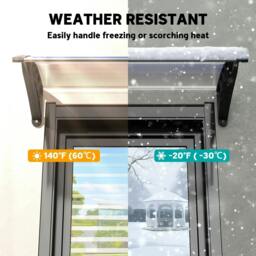 Rackhams Front Door Canopy Outdoor Awning Aluminium Rigid Plastic Polycarbonate Rain Shelter UV Water Rain Resistant 120 x 75cm White - thumbnail 6