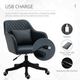 Rackhams Office Chair with Electric Vibration Massage Lumbar Pillow, Blue - Pink - thumbnail 4