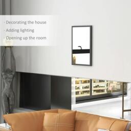 Rackhams Wall Bathroom Mirror, 60 x 40 cm Wall-Mounted Mirror for Living Room, Bedroom, Hallway, Black - thumbnail 4
