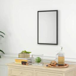 Rackhams Wall Bathroom Mirror, 60 x 40 cm Wall-Mounted Mirror for Living Room, Bedroom, Hallway, Black - thumbnail 2