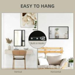 Rackhams Wall Bathroom Mirror, 60 x 40 cm Wall-Mounted Mirror for Living Room, Bedroom, Hallway, Black - thumbnail 5