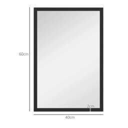 Rackhams Wall Bathroom Mirror, 60 x 40 cm Wall-Mounted Mirror for Living Room, Bedroom, Hallway, Black - thumbnail 3