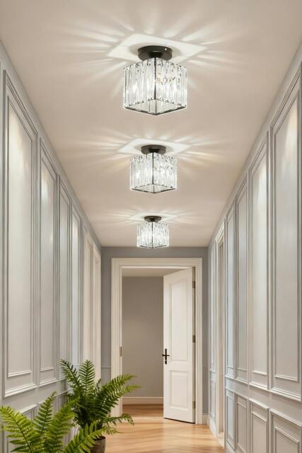 Rackhams Modern Crystal Ceiling Light - Black - One Size - image 1