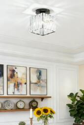 Rackhams Modern Crystal Ceiling Light - Black - One Size - thumbnail 2