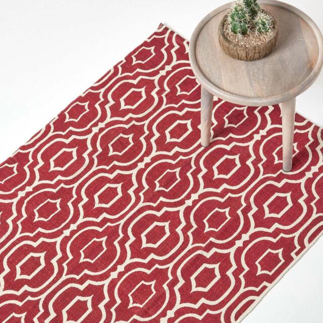 Rackhams Riga 100% Cotton Printed Patterned Rug - Red - 160 x 230 cm - image 1