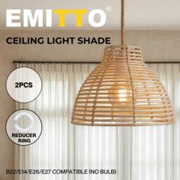 Rackhams Ceiling Light Shade Wicker Basket Style Plastic Lampshade Pendant  2PCS - thumbnail 2