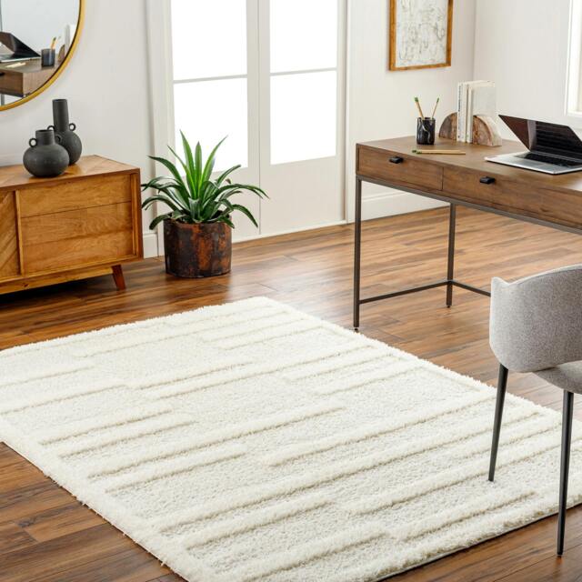 Rackhams Rodos-Modern Beige White Soft Plush Pile Rug - 200 x 275 cm - image 1