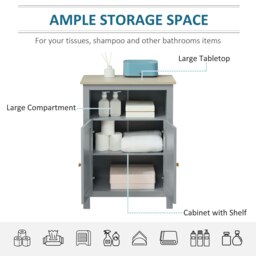 Rackhams Bathroom Floor Storage Cabinet Standing Unit W/ Doors Adjustable Shelf - thumbnail 4
