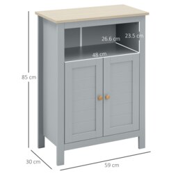 Rackhams Bathroom Floor Storage Cabinet Standing Unit W/ Doors Adjustable Shelf - thumbnail 5