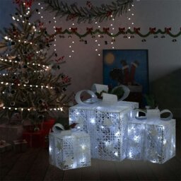 Rackhams Decorative Christmas Gift Boxes 3 pcs White Outdoor Indoor