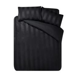 Rackhams So Soft Satin Stripe Duvet Cover Set Black - Single - Black - thumbnail 4