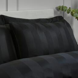 Rackhams So Soft Satin Stripe Duvet Cover Set Black - Single - Black - thumbnail 2