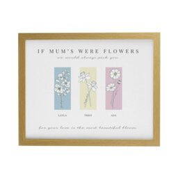 Rackhams Personalised Birth Flower Family of 3 Oak Framed Print - thumbnail 2