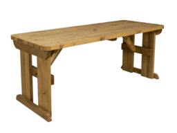 Rackhams Hollies Rounded Wooden Garden Table, Outdoor Picnic Dining Desk - Rustic Finish - Without expert assembly - 240cm