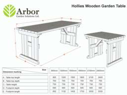 Rackhams Hollies Rounded Wooden Garden Table, Outdoor Picnic Dining Desk - Rustic Finish - Without expert assembly - 240cm - thumbnail 3
