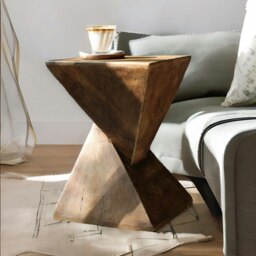 Rackhams Industrial Concrete Indoor Outdoor Side Table Nordic Natural Brown