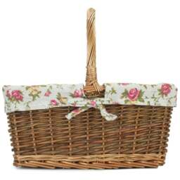 Rackhams Rectangular Unpeeled Willow Shopping Basket With Garden Rose Lining - Large - thumbnail 4
