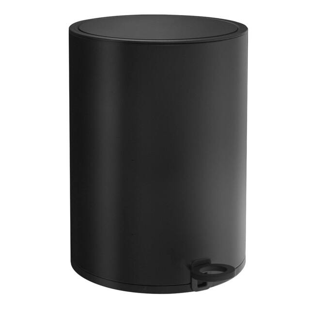 Rackhams Black Stainless Steel 6L Bathroom Pedal Bin with Easy Clean Inner Liner - image 1