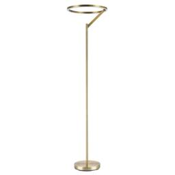 Rackhams Designer Floor Lamp in Antique Brass with Large LED Halo Light Ring - thumbnail 1