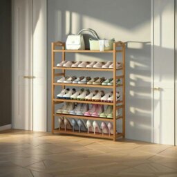 Rackhams 6-Tier Tall Wooden Shoe Rack – Home Storage for Footwear - thumbnail 4