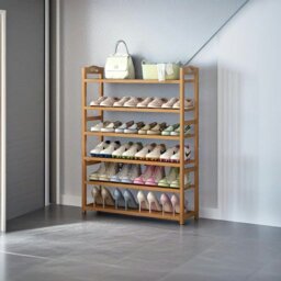 Rackhams 6-Tier Tall Wooden Shoe Rack – Home Storage for Footwear
