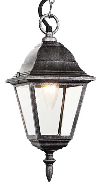 Rackhams Black/Silver Cast Aluminium IP44 Outdoor Hanging Lantern - image 1