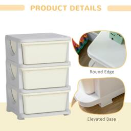 Rackhams Three-Tier Kids Storage Boxes, with Three Drawers - White - thumbnail 5