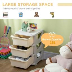 Rackhams Three-Tier Kids Storage Boxes, with Three Drawers - White - thumbnail 4