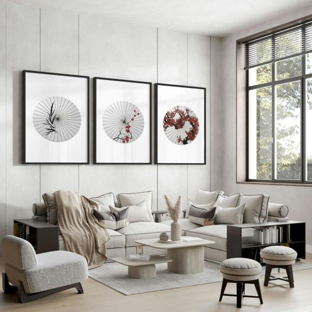 Rackhams Large Wall Paintings For Living Room - Set of 3 wall art prints - 16 x 22 inches / 40.65 cm x 56 cm - Polyester Canvas 260 gsm - Canvas wrapped - image 1