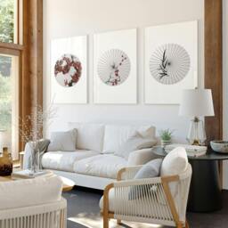 Rackhams Large Wall Paintings For Living Room - Set of 3 wall art prints - 16 x 22 inches / 40.65 cm x 56 cm - Polyester Canvas 260 gsm - Canvas wrapped - thumbnail 2