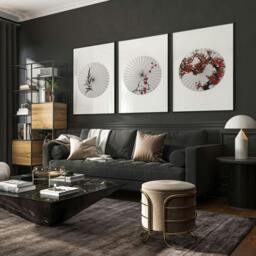 Rackhams Large Wall Paintings For Living Room - Set of 3 wall art prints - 16 x 22 inches / 40.65 cm x 56 cm - Polyester Canvas 260 gsm - Canvas wrapped - thumbnail 3