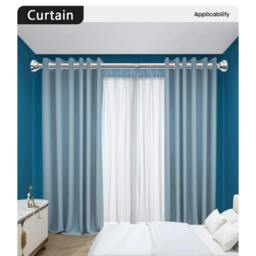 Rackhams Extendable Telescopic Shower Curtain Rail Pole 74-132cm Diameter 25mm - Silver - Metal - thumbnail 4