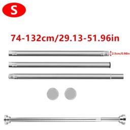 Rackhams Extendable Telescopic Shower Curtain Rail Pole 74-132cm Diameter 25mm - Silver - Metal - thumbnail 2