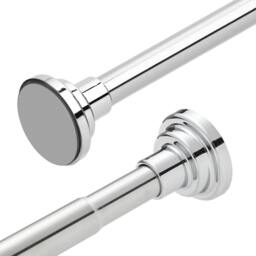 Rackhams Extendable Telescopic Shower Curtain Rail Pole 74-132cm Diameter 25mm - Silver - Metal - thumbnail 3